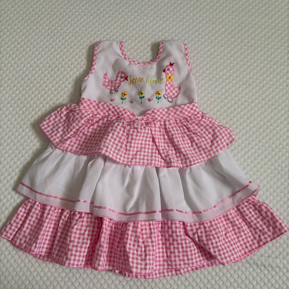 Love Birds Pink and White Dress